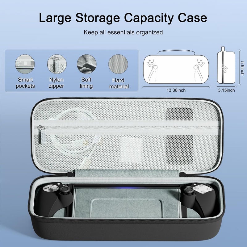 bibuks 8 in 1 Accessories Compatible with Playstation Portal,Carrying Case for PS Portal,Soft Silicone Protective Cover for PS5 Portal,2 Screen Protector with 4 Thumb Grip (Black) - Image 2